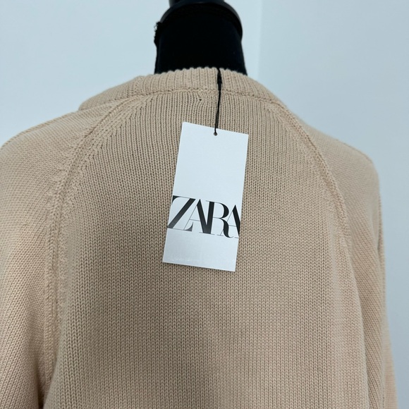 Zara NWT Basic Knit Cropped Sweater Beige - Picture 8 of 13